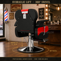 Chaise de salon inclinable rouge noir robuste avec grande pompe hydraulique meubles de spa à base chromée pour salon de coiffure