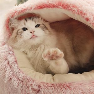 Dog Soft <b>Plush</b> Nest Semi-enclosed Pet Bed for Small Medium <b>Cats</b> Dogs Indoor Warm House Washable Pet Snooze Calming Donut Nest - Product Image 4