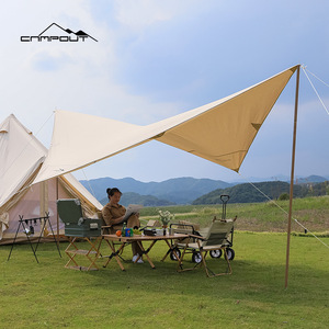 Toldo de Algodón Tipo Diamante para Acampar, Color Beige, Impermeable, con Poste de Madera, de Una Sola Capa - Product Image 4