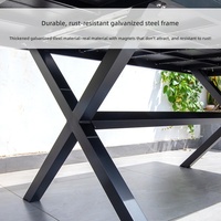 Ensemble moderne de haute qualité de 9 pièces en plastique et bois WPC, table à lattes et 8 chaises, mobilier de jardin résistant aux intempéries, villa, patio, cour