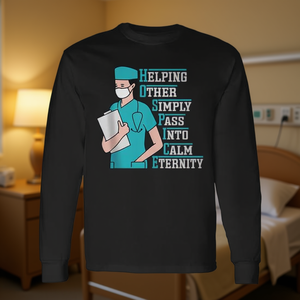 Camiseta de manga larga para enfermera de hospicio que ayuda a los demás a pasar a la eternidad tranquila - Product Image 3