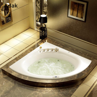 Baignoire d'angle autoportante de massage, en acrylique portable, avec drain, écologique, garantie 5 ans, nettoyage facile, trempage profond, pour intérieur