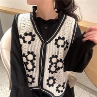 Top en crochet personnalisé pour femmes, cardigan avec col en V, gilet brodé, veste streetwear tissée à la machine avec décoration en dentelle, logo