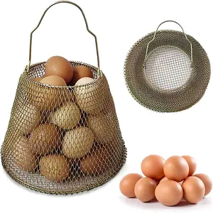 Cesta para ovo de galinha dobrável, cesta para coleta de ovos frescos