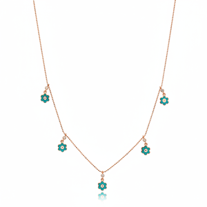 สีฟ้าเคลือบ Hamsa เสน่ห์เครื่องประดับขายส่งที่ทำด้วยมือ925เงินสเตอร์ลิงสร้อยคอปั่นเครื่องประดับ - Product Image 2