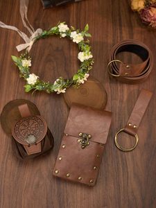 Ensemble de pochettes de ceinture en similicuir style elfe médiéval, sac banane vintage, couronne de fleurs, pour <span class=keywords><strong>femme</strong></span>, idéal pour LARP, cosplay, costume d'<span class=keywords><strong>Halloween</strong></span> - Product Image 6