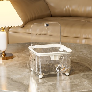 Corbeille à papier portable en plastique carré, motif vague d'eau, écologique, pour dortoir d'étudiant, bureau et maison - Product Image 6