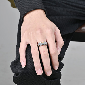 <b>Titanium</b> Steel Rotating <b>Rings</b> 6mm 8mm Black Silver Letter Design Unisex Jewelry Gift From Dongguan - Product Image 4