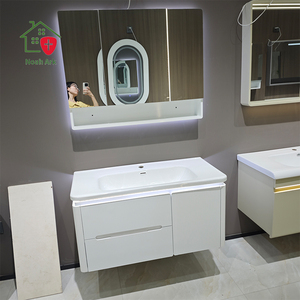 Modern Smart White <b>Bathroom</b> <b>Vanity</b> Heat-Bent Integrated Basin Wall-Mounted Hanging Cabinet - Product Image 6