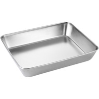 Nampan Persegi Panjang Stainless Steel 304 dengan Tutup, Wadah Penyimpanan Makanan, Loyang Panggang, Piring Sajian untuk Dapur Komersial, Restoran, Katering