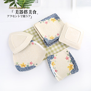 Xuemei Melamine Tableware <b>Set</b> With Floral Pattern Rectangular Plates Bowls For Daily Use And <b>Restaurant</b> - Product Image 4