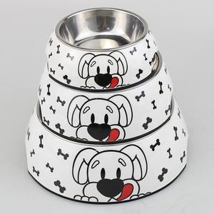 Mangkuk Hewan Peliharaan Ramah Lingkungan dari Melamin Mewah dengan Tempat Makan Anjing dari Baja Anti Karat Bentuk Bulat Kapasitas 160/350/700ML - Product Image 2