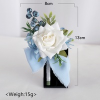 Buket Pengantin Gaya Nordic Mori, Bunga Mawar Biru Es Simulasi, Corsage, Bunga Pergelangan Tangan Pengiring Pengantin