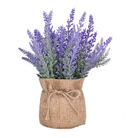 Tanaman Pot Lavender Buatan Dekorasi Meja Rumah Bunga Buatan Bonsai Pernikahan 17CM
