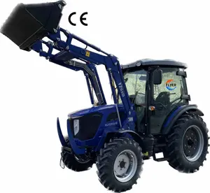 Peralatan Mesin Pertanian 4 Silinder Euro V Mesin Diesel Emisi 50hp 60hp Traktor dengan Pemuat Depan