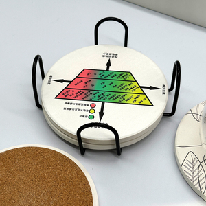 custom logo Absorbent Ceramic Stone Marble Pattern <b>Coasters</b> with Cork Base <b>Drink</b> <b>Coasters</b> with Metal Holder Stand - Product Image 5