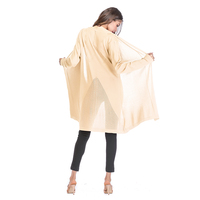 Cardigan Long Ouvert Devant Couleur Unie Ample à Manches Longues pour Femmes Grandes Tailles, Vêtement Femme en Gros