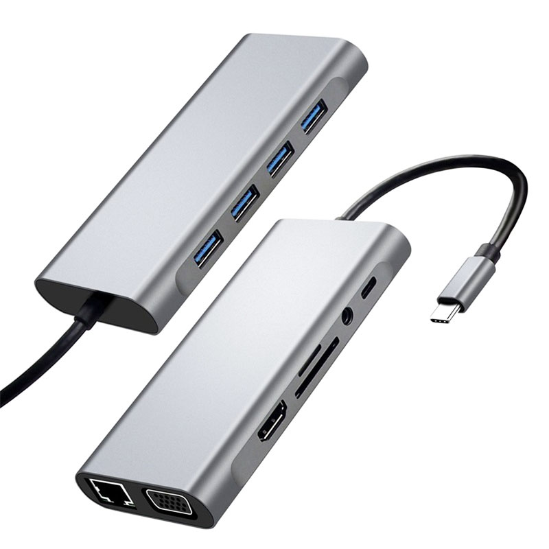 Multifunction 11-in-1 Usb c Hub - 4 X Usb 3.0 a - Usb Splitter - PD VGA 4K HD HDTV 3.5mm Audio Headphone Jack 11 in 1 Type c Hub