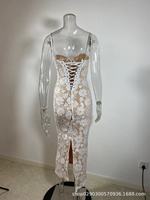 Nouvelle Robe Midi Élégante et Décontractée pour Femme, Coupe Moulante, Sans Manches, Épaules Dénudées, Taille Naturelle, Dentelle Unie, Idéale pour les Fêtes