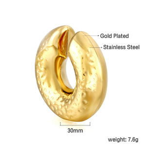 C-Shaped <b>Clip</b>-On Earrings Gold Silver Plated Stainless Steel Geometric Hoop Ear <b>Clips</b> For Women Party Fashion Jewelry - Product Image 5