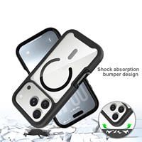 Coque de téléphone magnétique robuste 2-en-1 avec protection intégrale 360° contre les chutes, couverture hybride anti-rayures et dos transparent pour iPhone 17 18 Pro Max