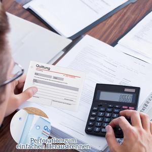 Bloc-notes pour les petites entreprises DIN A6 perforé 2 x 50 feuilles auto-copiantes numérotées consécutivement 7 chiffres uniques - Product Image 3