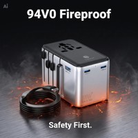 Chargeur portable pour voyage d'affaires et vacances, adaptateur de voyage GaN 100W, prise de courant internationale CE pour iPhone MacBook avec câble Type-C