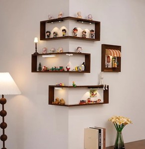 90 Degree Corner Floor Non-Folding Storage Rack Three-Layer Minimalist and Modern Wood Baking Paint <strong>Narrow</strong> Gap Bathroom <strong>Shelving</strong> - Product Image 4