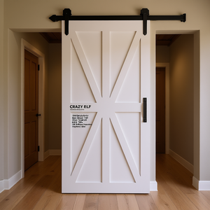 Kit de porte coulissante Crazy Elf Barn Door 36 x 80, style étoile, en bois massif apprêté, quincaillerie incluse - Product Image 2