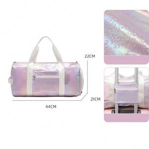 Nouveau sac de voyage dégradé de couleur pour femme, style européen, sac à bagages pliable imperméable avec bandoulière, sac de sport - Product Image 6