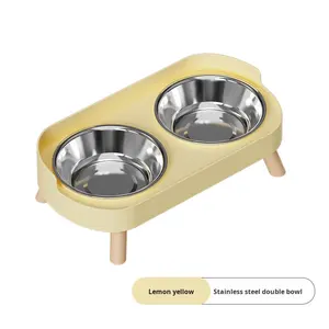 Atacado <span class=keywords><strong>Elevated</strong></span> Stainless Steel Double Cat <span class=keywords><strong>Dog</strong></span> Bowl - Anti-Tip Anti-Splash, Pescoço Proteção Food Water Set, Food-Grade - Product Image 2