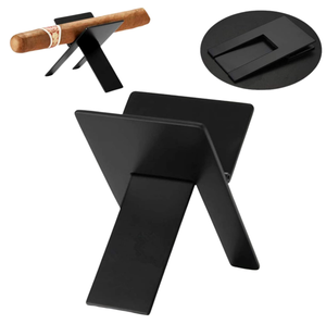 Foldable Stainless Steel Zinc Alloy Double Blade Black Cigar Holder <b>Stand</b> Multifunctional Portable Design Cigar Display Smoking - Product Image 2