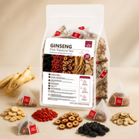 Thé aux cinq trésors au ginseng 5g*30 sachets de thé, Maca, Baies de Goji, Mûre, Dattes rouges, Tisane en sachet refermable, Boisson énergisante