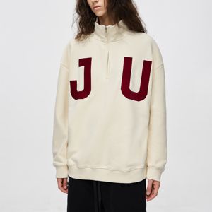 Sweat à capuche surdimensionné personnalisé, col montant, fermeture éclair, uni, teinture unie, tricot en coton, vêtements de sport, streetwear d'hiver, imprimé design - Product Image 1