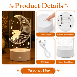 Lámpara de <span class=keywords><strong>Noche</strong></span> LED 3D de Acrílico Personalizada al por Mayor, Lámpara de Mesa USB con Ilusión Óptica, Lámpara Decorativa con Logotipo Personalizado para Regalo - Product Image 6