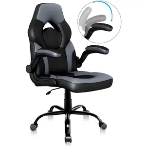 Элегантный игровой стул в стиле гоночного автомобиля с толстым мягким ковшеобразным сиденьем и откидным подлокотником для игровой комнаты для видео
