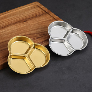 Stainless Steel Condiment Dish Flower Shape 4 Compartment Gold <b>Silver</b> For Party Barbecue <b>Dipping</b> Sauce - Product Image 2