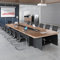 HYZ-280X Table de conférence moderne en bambou simple, personnalisable, avec boîte à câbles et surface antidérapante
