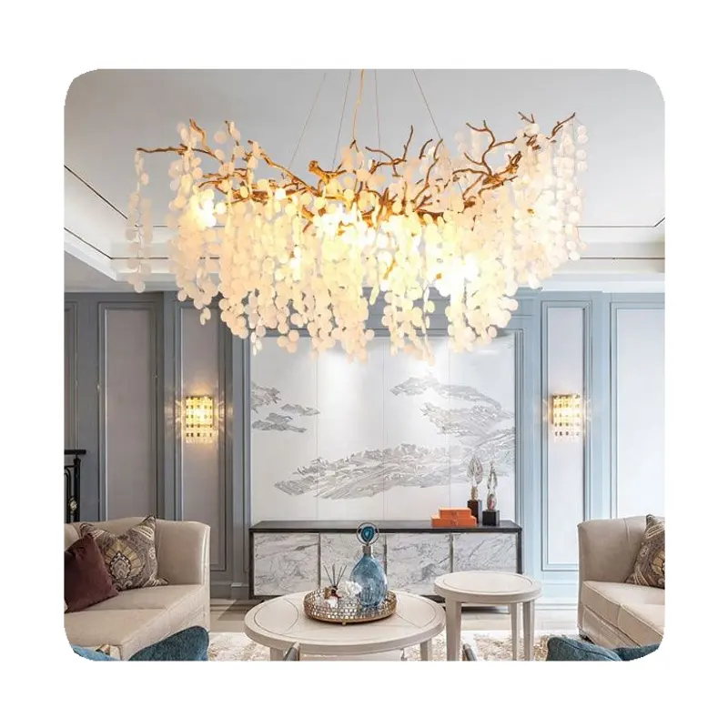 Lampu kristal mewah ringan Perancis baru lampu gantung ruang tamu ruang makan cabang kamar tidur Villa dupleks bangunan uang pohon salju Li