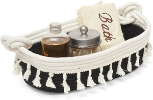 Giỏ Đan Dây Cotton Nhỏ Giỏ Giấy Vệ Sinh Để Sắp Xếp Giỏ Đựng Đồ Nhỏ Trang Trí Boho Cho Giường - Product Image 4