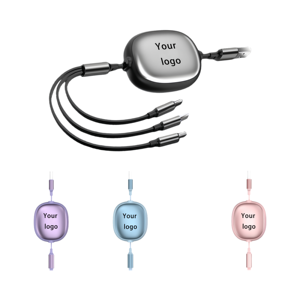 Biểu Tượng Tùy Chỉnh 3-Trong-1 6A Nhanh Chóng Sạc 1.2M Thu Nhỏ C-Loại <span class=keywords><strong>USB</strong></span> Cáp Dữ Liệu Có Thể Thu Vào 3-Trong-1 Cho Điện Thoại Di Động - Product Image 1