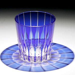 Vaso de chupito Edo Kiriko de estilo japonés personalizado cortado a mano y whisky de cristal <span class=keywords><strong>azul</strong></span> Brandy Rocks - Product Image 4