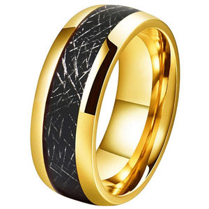 CHENG JEWELERS Bijoux pour hommes, alliances en carbure de tungstène avec incrustation de fibre de carbone <span class=keywords><strong>noire</strong></span> de 8 mm, or 18 carats - Product Image 4
