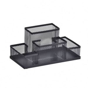 <b>4</b>-Compartment Metal Mesh Desk Organizer Office Stationery <b>Pen</b> Holder and Pencil Cup Desktop Supply Organizer - Product Image 2