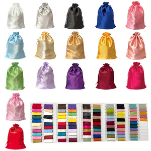 Sac à perruque avec logo personnalisé pour extension de cheveux Sac à cordon en satin de soie Sacs d'emballage avec impression Impression de marque - Product Image 2