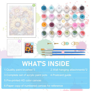 Kit de Pintura por Números de Girasoles, Pintura al Óleo DIY para Adultos Principiantes, Lienzo, Decoración de Pared para el Hogar, Regalo - Product Image 2