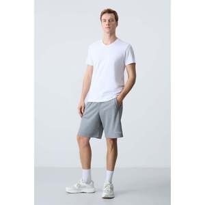 Pantalones cortos básicos para hombre de algodón gris melange, gruesos, suaves, con textura y ajuste estándar - 81276 - Gb melange - Product Image 5
