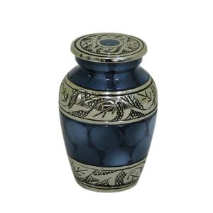 โกศใส่เถ้ากระดูกทองเหลืองสำหรับผู้ใหญ่เคลือบสีฟ้าหรูหราอุปกรณ์สำหรับงานศพแบบคลาสสิก - Product Image 2