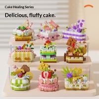 Mini-gâteau créatif en micro-blocs de construction, jouet éducatif à assembler, en plastique, chocolat, fraise, fruits, cadeau d'anniversaire pour garçons et filles