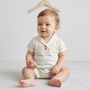 Vêtements pour bébés sur mesure en gros, confectionnés en coton biologique et bambou teint naturellement, respectueux de l'environnement, avec logo personnalisé - Product Image 1